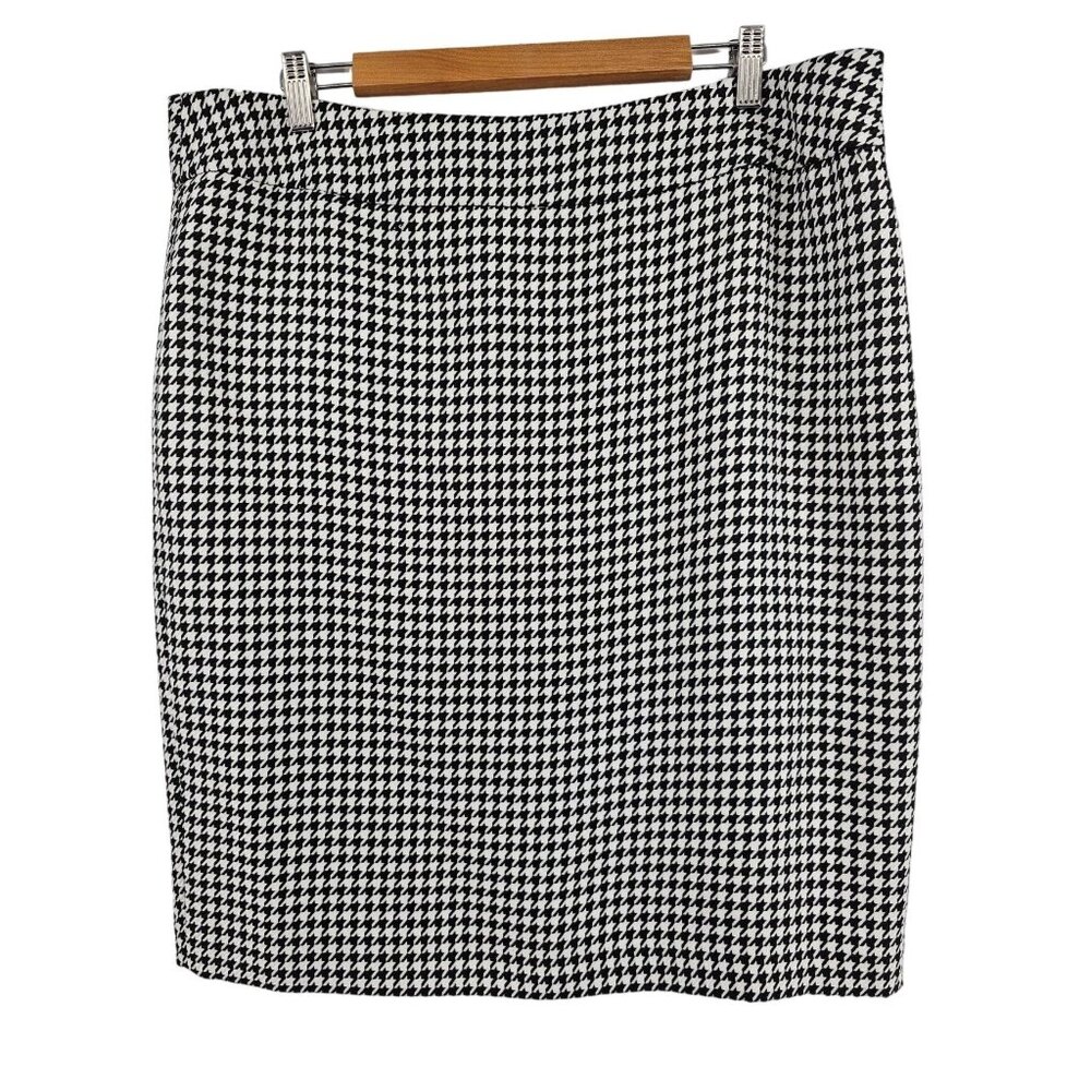Kasper Womens Houndstooth Pencil Skirt‎ Size 16 100% Polyester Black & White